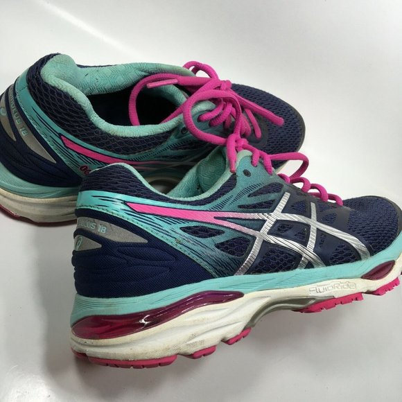 Asics‎ Running Shoes Gel-Cumulus 18 T6C8N Womens sz 8 / EU 39.5 Blue Pink - Picture 12 of 12